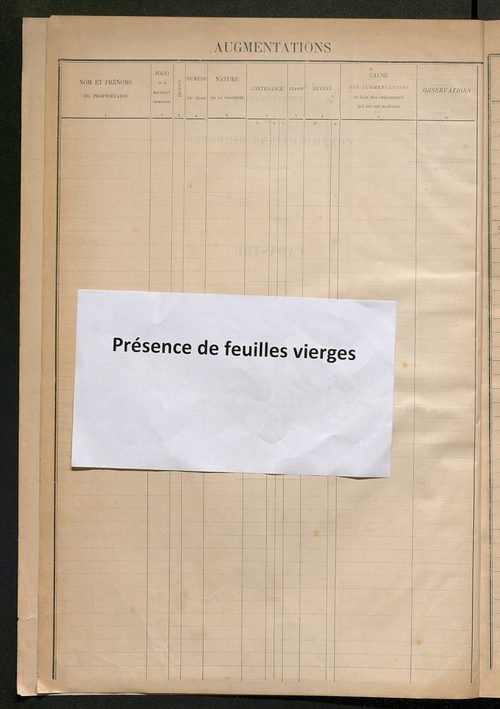 Augmentations et diminutions, 1912-1914 ; matrice des propriétés foncières, fol. 1331 à 1444 ; table alphabétique des propriétaires.