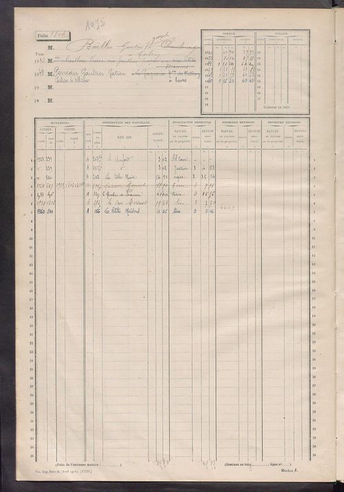 Matrice des propriétés non bâties, fol. 1797 à 2296.