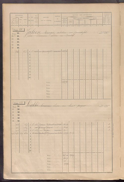 Matrice des propriétés bâties, cases 609 à 1360.