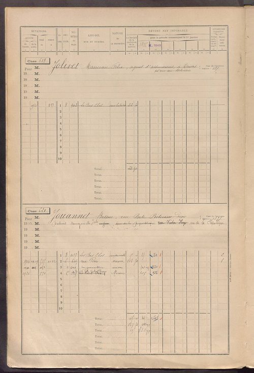 Matrice des propriétés bâties, cases 609 à 1360.