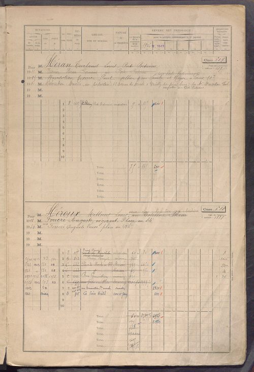 Matrice des propriétés bâties, cases 609 à 1360.