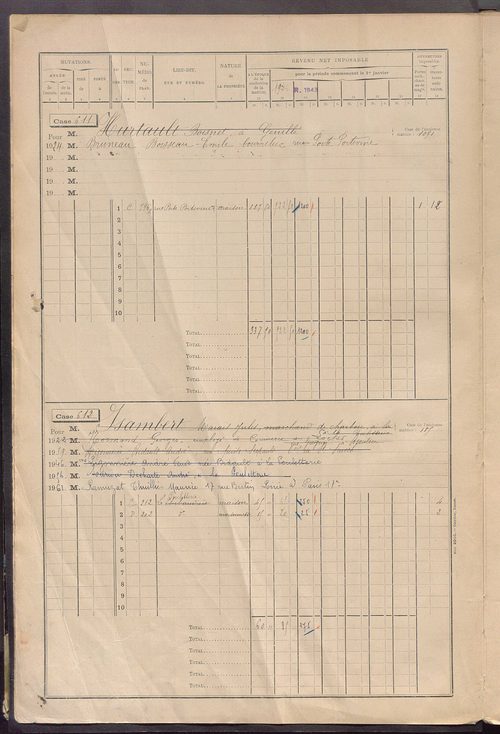 Matrice des propriétés bâties, cases 609 à 1360.