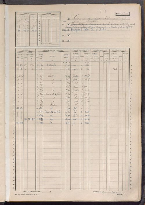 Matrice des propriétés non bâties, fol. 1797 à 2296.