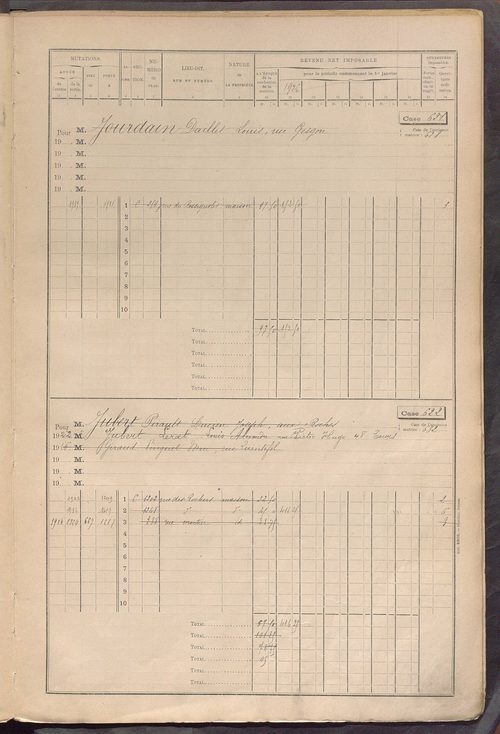 Matrice des propriétés bâties, cases 609 à 1360.