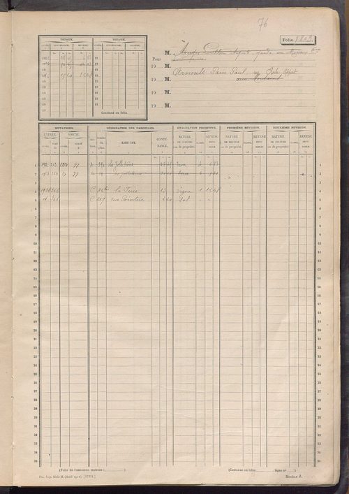 Matrice des propriétés non bâties, fol. 1797 à 2296.