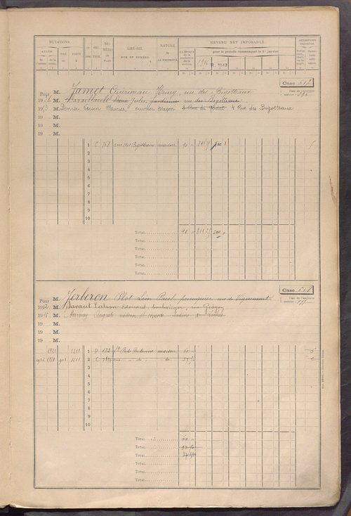 Matrice des propriétés bâties, cases 609 à 1360.