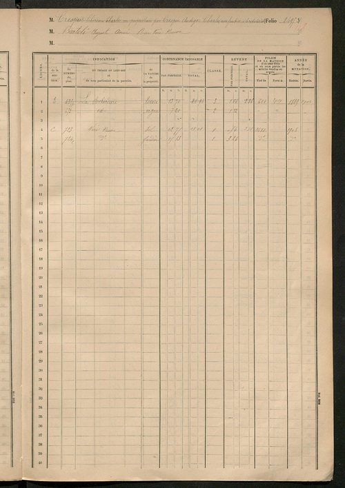 Matrice des propriétés foncières, fol. 2481 à 2976.