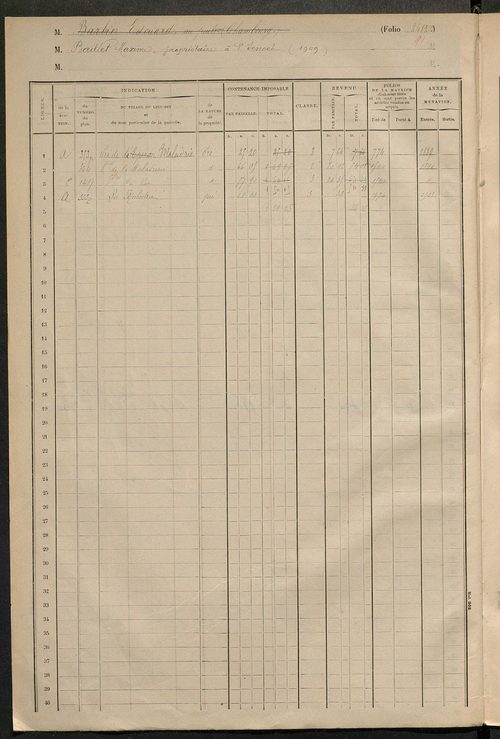 Matrice des propriétés foncières, fol. 2481 à 2976.