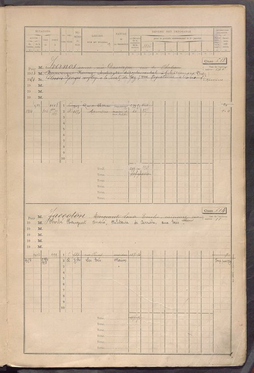 Matrice des propriétés bâties, cases 609 à 1360.