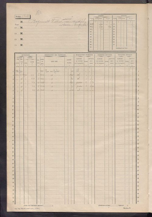 Matrice des propriétés non bâties, fol. 1797 à 2296.