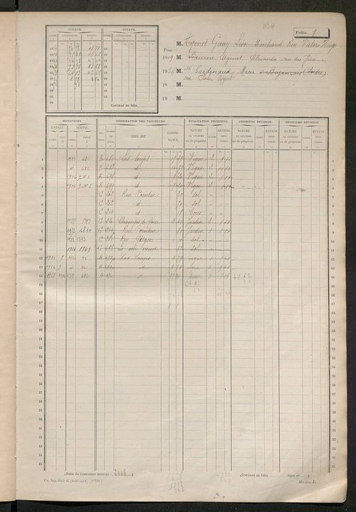 Matrice des propriétés non bâties, fol. 1 à 600.