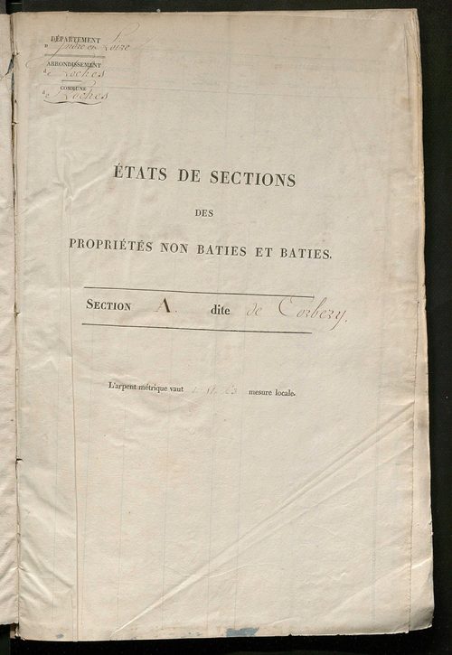 Etats de sections des propriétés non bâties et bâties..