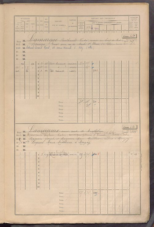 Matrice des propriétés bâties, cases 609 à 1360.