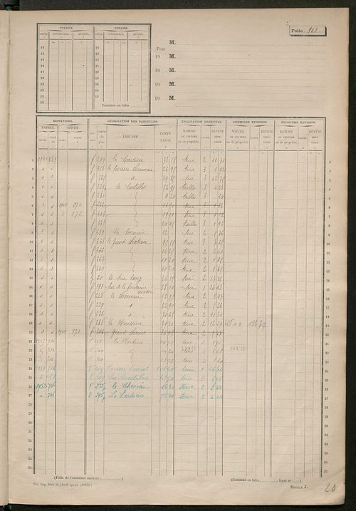 Matrice des propriétés non bâties, fol. 893 à 1187.