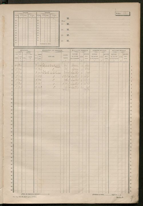 Matrice des propriétés non bâties, fol. 893 à 1187.