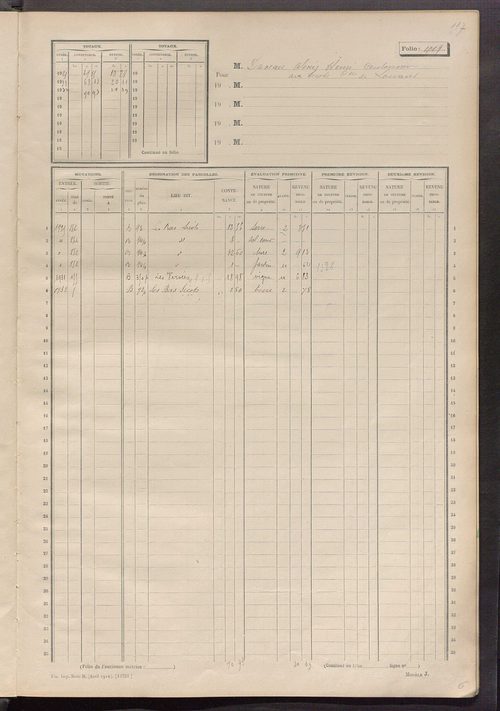Matrice des propriétés non bâties, fol. 1001 à 1198.
