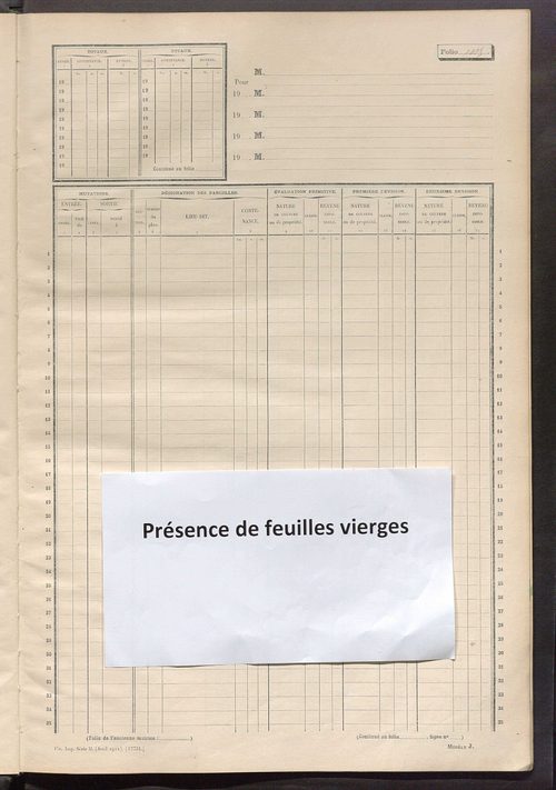 Matrice des propriétés non bâties, fol. 1001 à 1198.