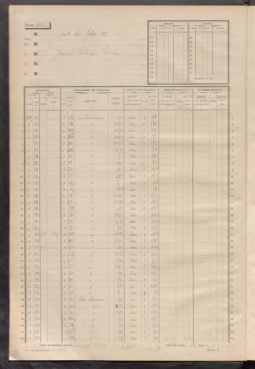 Matrice des propriétés non bâties, fol. 1001 à 1198.
