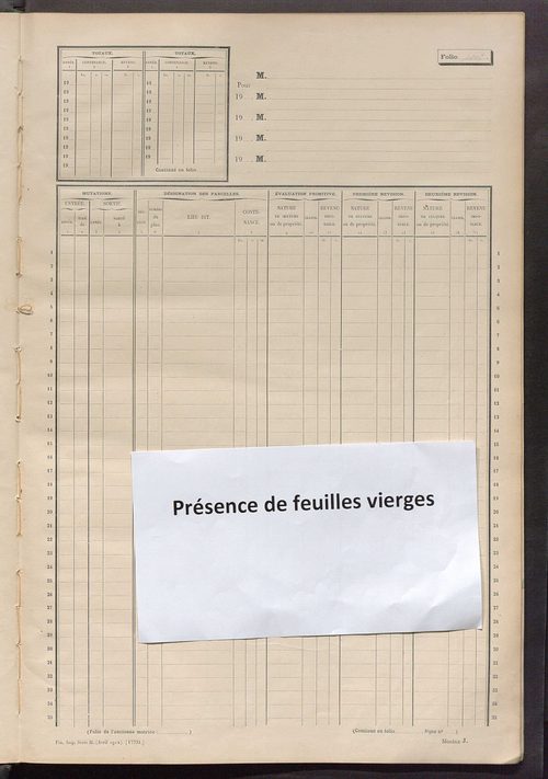 Matrice des propriétés non bâties, fol. 1001 à 1198.