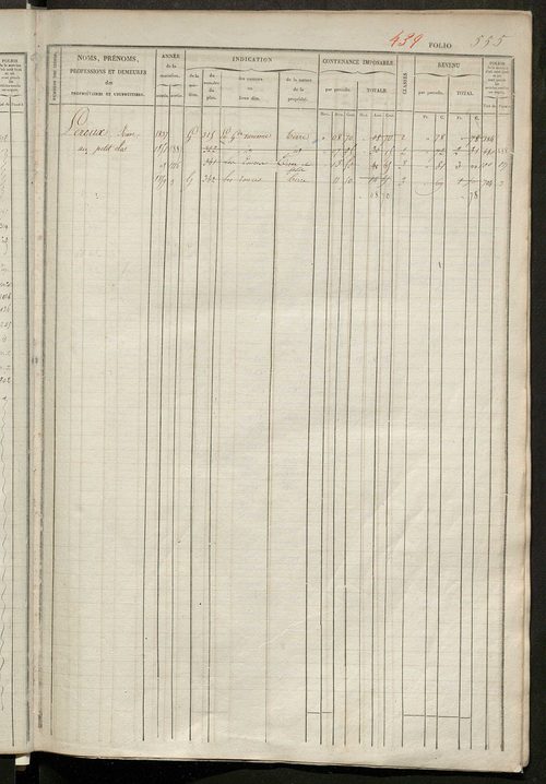 Matrice des propriétés foncières, fol. 541 à 1056 ; récapitulation des contenances et des revenus de la matrice cadastrale, 1834 ; table alphabétique des propriétaires.