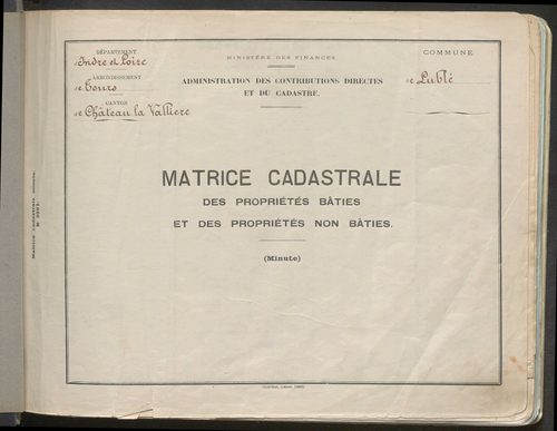 Table des comptes de la matrice. Comptes actifs personnes morales et A - Z.