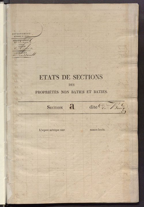 Etats de sections des propriétés non bâties et bâties.