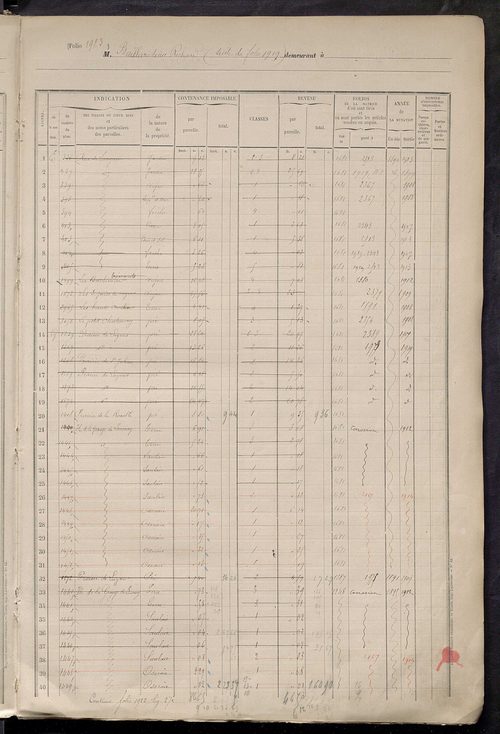 Matrice des propriétés foncières, fol. 1919 à 2318.