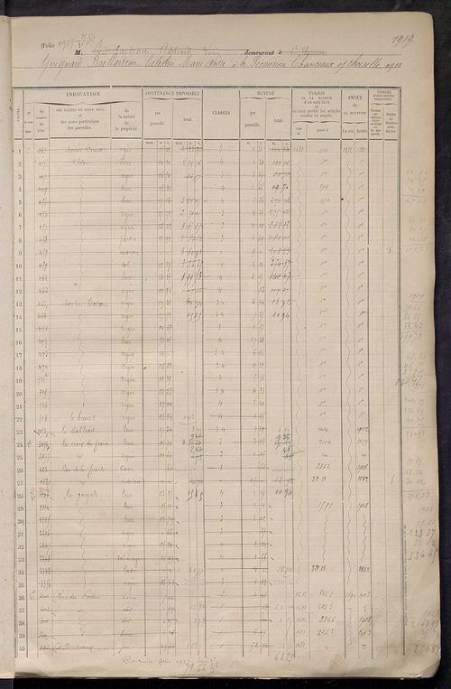 Matrice des propriétés foncières, fol. 1919 à 2318.