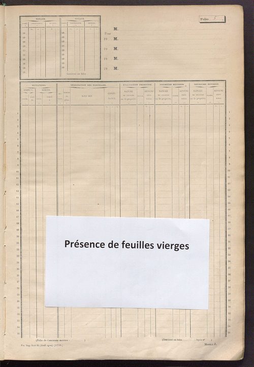 Matrice des propriétés non bâties, fol. 1 à 600.