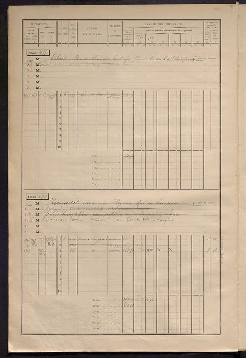 Matrice des propriétés bâties, cases 449 à 752.