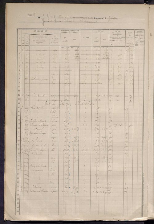 Matrice des propriétés foncières, fol. 1919 à 2318.