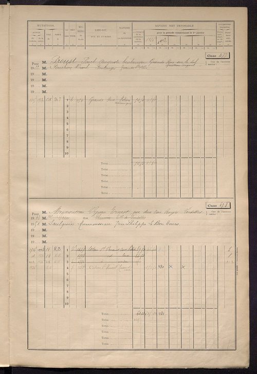 Matrice des propriétés bâties, cases 449 à 752.