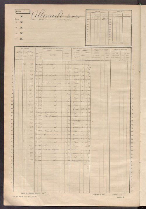 Matrice des propriétés non bâties, fol. 1 à 600.