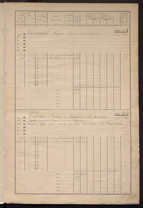 Matrice des propriétés bâties, cases 449 à 752.