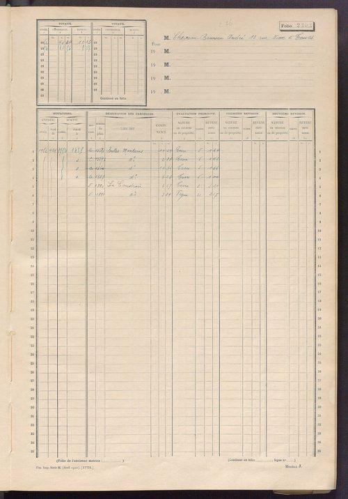 Matrice des propriétés non bâties, fol. 2295 à 2396.