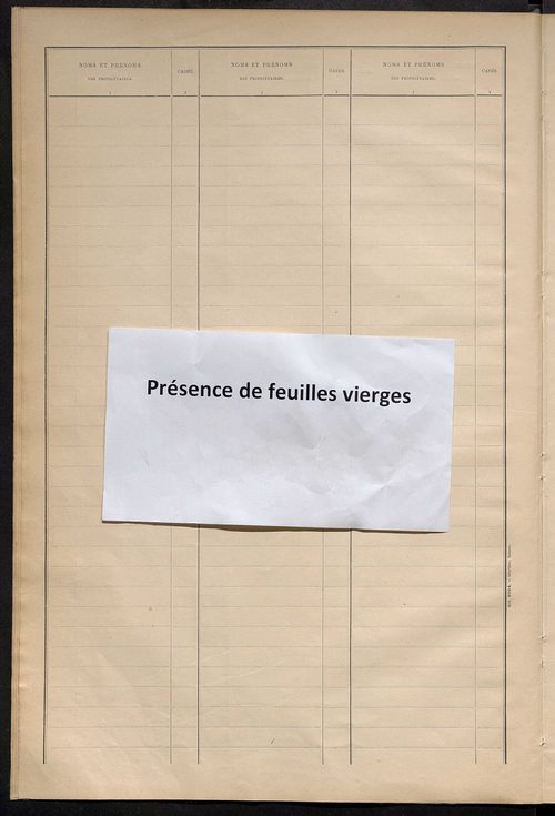 Matrice des propriétés bâties ; récapitulation ; table alphabétique des propriétaires.