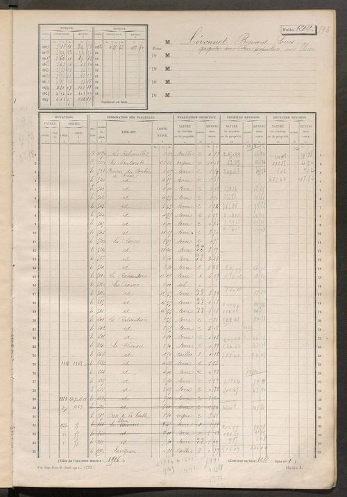 Matrice des propriétés non bâties, fol. 1201 à 1800.