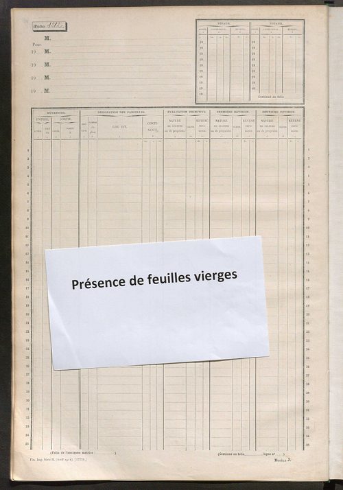 Matrice des propriétés non bâties, fol. 1201 à 1800.