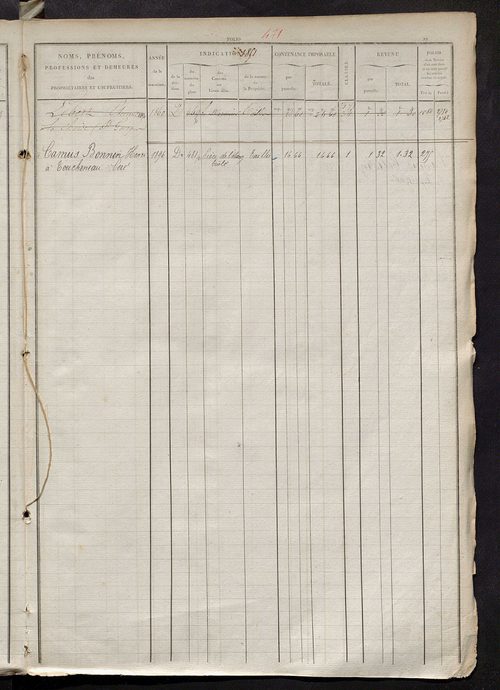 Matrice des propriétés foncières, fol. 1841 à 2380 ; récapitulation des contenances et des revenus de la matrice cadastrale, 1827 ; table alphabétique des propriétaires.