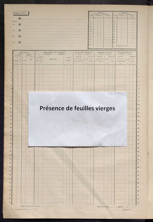 Matrice des propriétés non bâties, fol. 1801 à 2300.