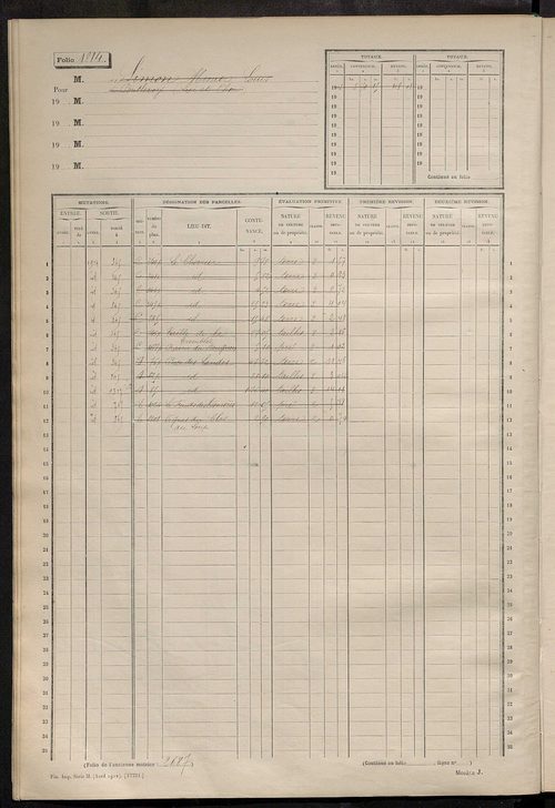 Matrice des propriétés non bâties, fol. 1801 à 2300.