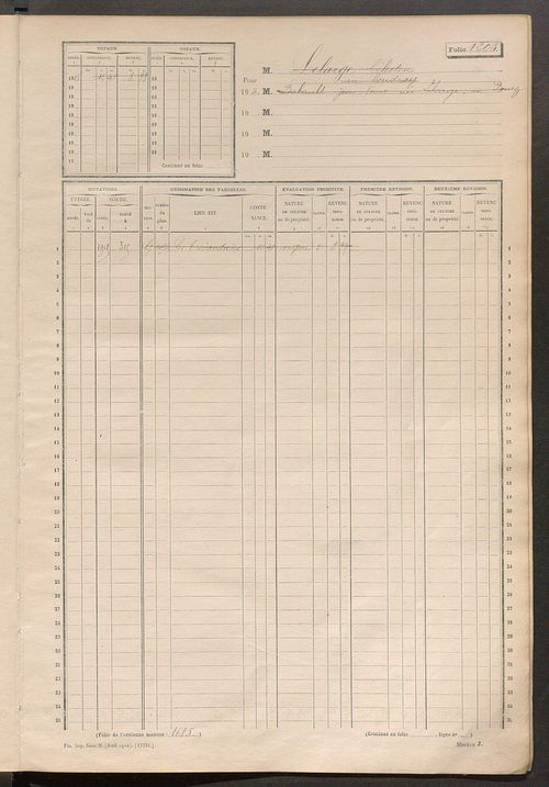Matrice des propriétés non bâties, fol. 1201 à 1800.