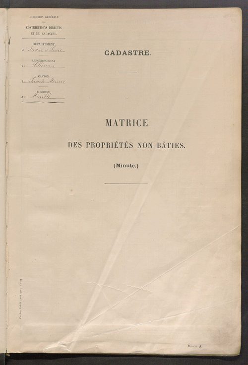 Tableau présentant les augmentations et les diminutions survenues dans la matière imposable ; récapitulation ; table alphabétique des propriétaires ; matrice des propriétés non bâties, fol. 1 à 492.
