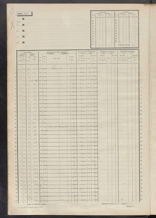 Matrice des propriétés non bâties, fol. 1001 à 1304.