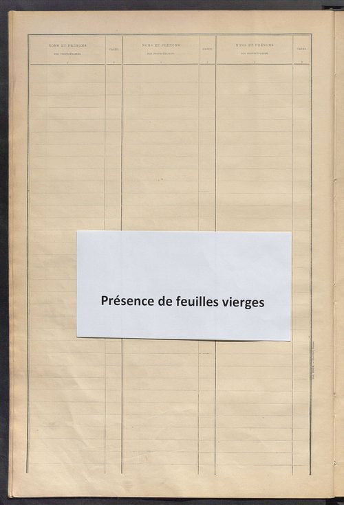 Matrice des propriétés bâties ; récapitulation ; table alphabétique des propriétaires.