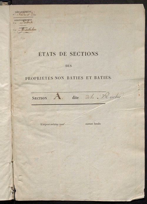 Etats de sections des propriétés non bâties et bâties .