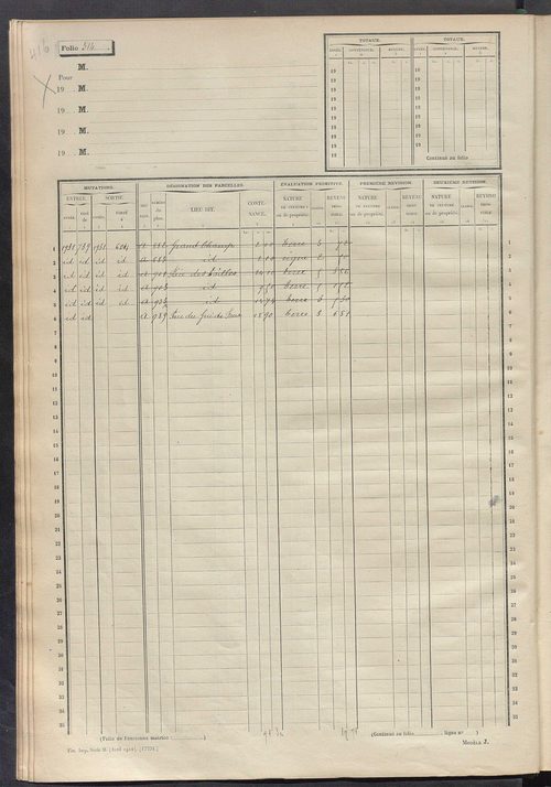Matrice des propriétés non bâties, fol. 501 à 1000.