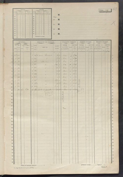 Matrice des propriétés non bâties, fol. 1001 à 1304.