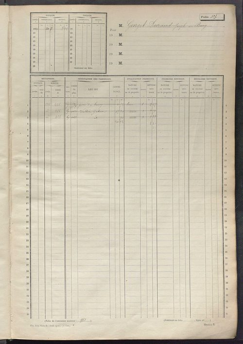 Matrice des propriétés non bâties, fol. 501 à 1000.