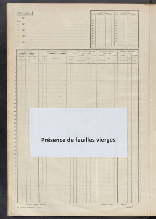 Matrice des propriétés non bâties, fol. 1001 à 1304.